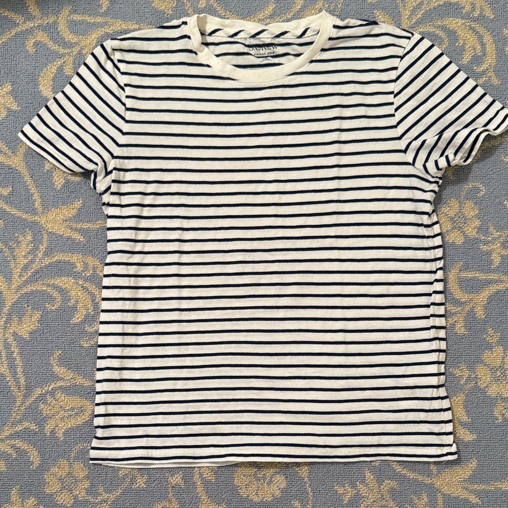 J. Crew Navy and White Striped Short Sleeve Tee Vintage Jersey